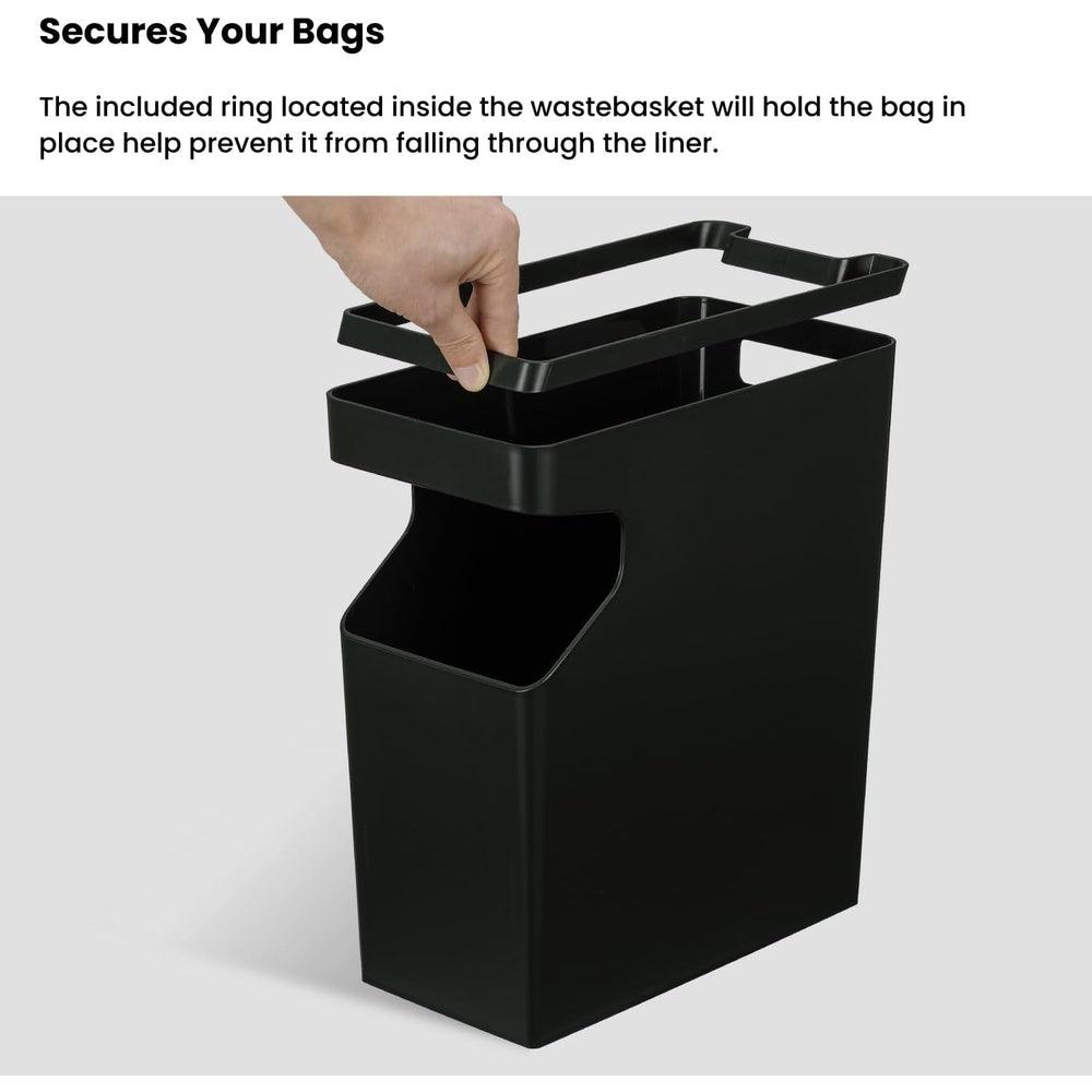 Virtuoso Collection - 1.7 Gallon Small Rectangular Trash Can with Wood Grain Cover - Serene Green, 2-Pack - Home Zone Living