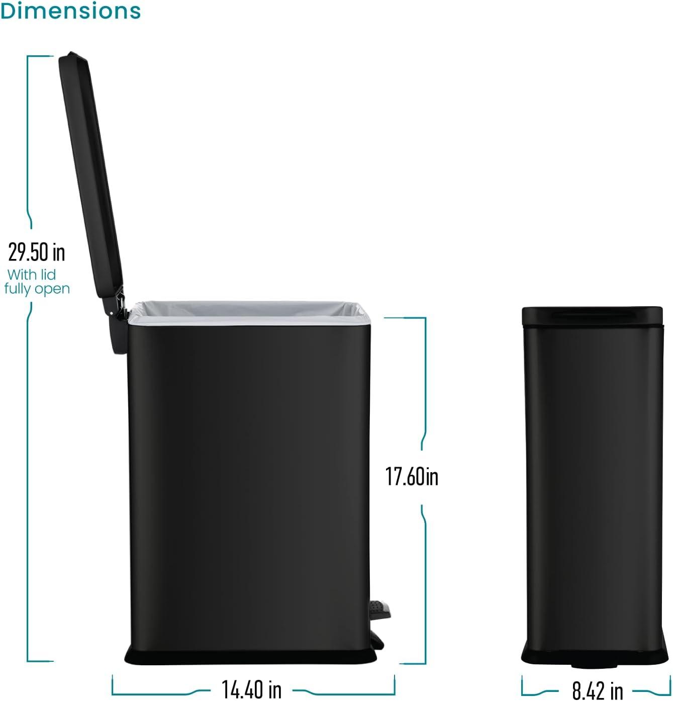 4.4 Gallon Slim Kitchen Trash Can - 16.7 Liter