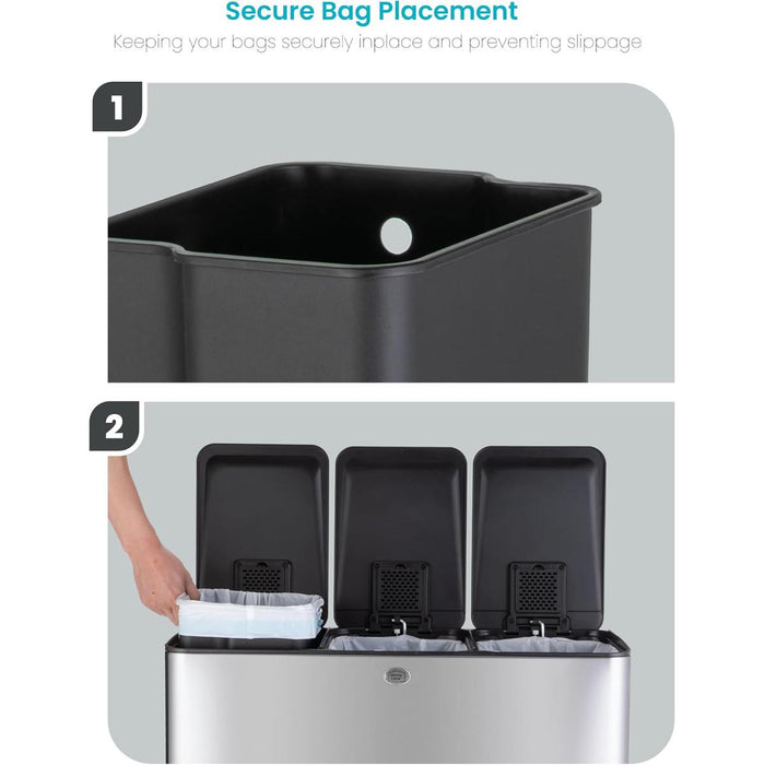24 Gallon Kitchen Trash Can with 3 Compartments