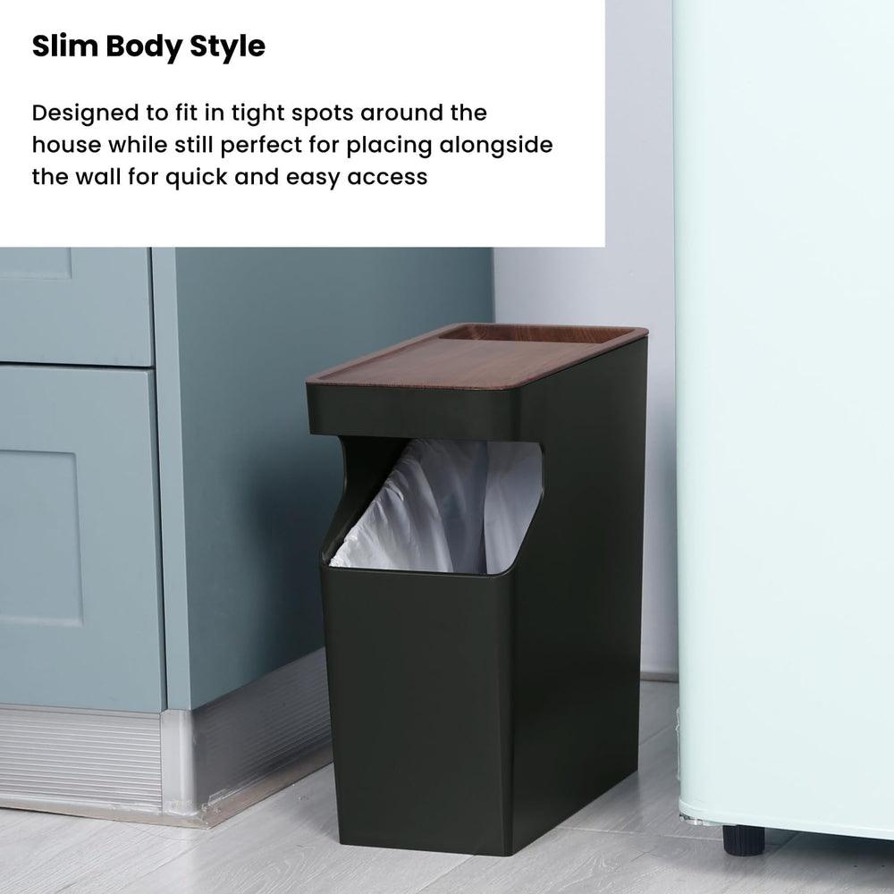 Virtuoso Collection - 1.7 Gallon Small Rectangular Trash Can with Wood Grain Cover - Serene Green, 2-Pack - Home Zone Living
