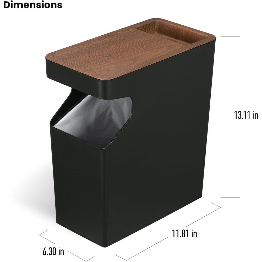 Virtuoso Collection - 1.7 Gallon Small Rectangular Trash Can with Wood Grain Cover - Serene Green, 2-Pack - Home Zone Living