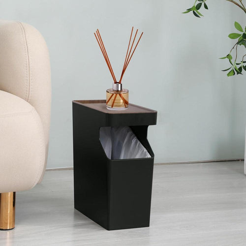 Virtuoso Collection - 1.7 Gallon Small Rectangular Trash Can with Wood Grain Cover - Serene Green, 2-Pack - Home Zone Living