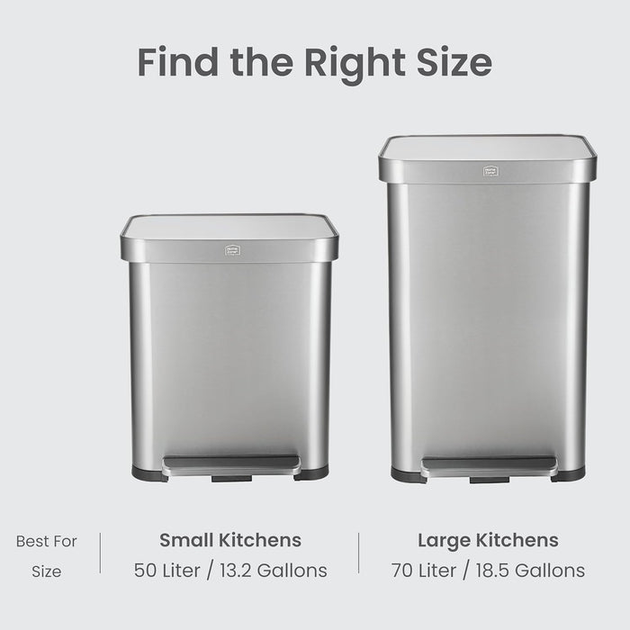 Virtuoso 2.0 - 18.5 Gallon Liner-Free Step Pedal Kitchen Trash Can
