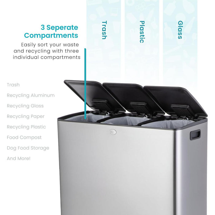 24 Gallon Kitchen Trash Can with 3 Compartments