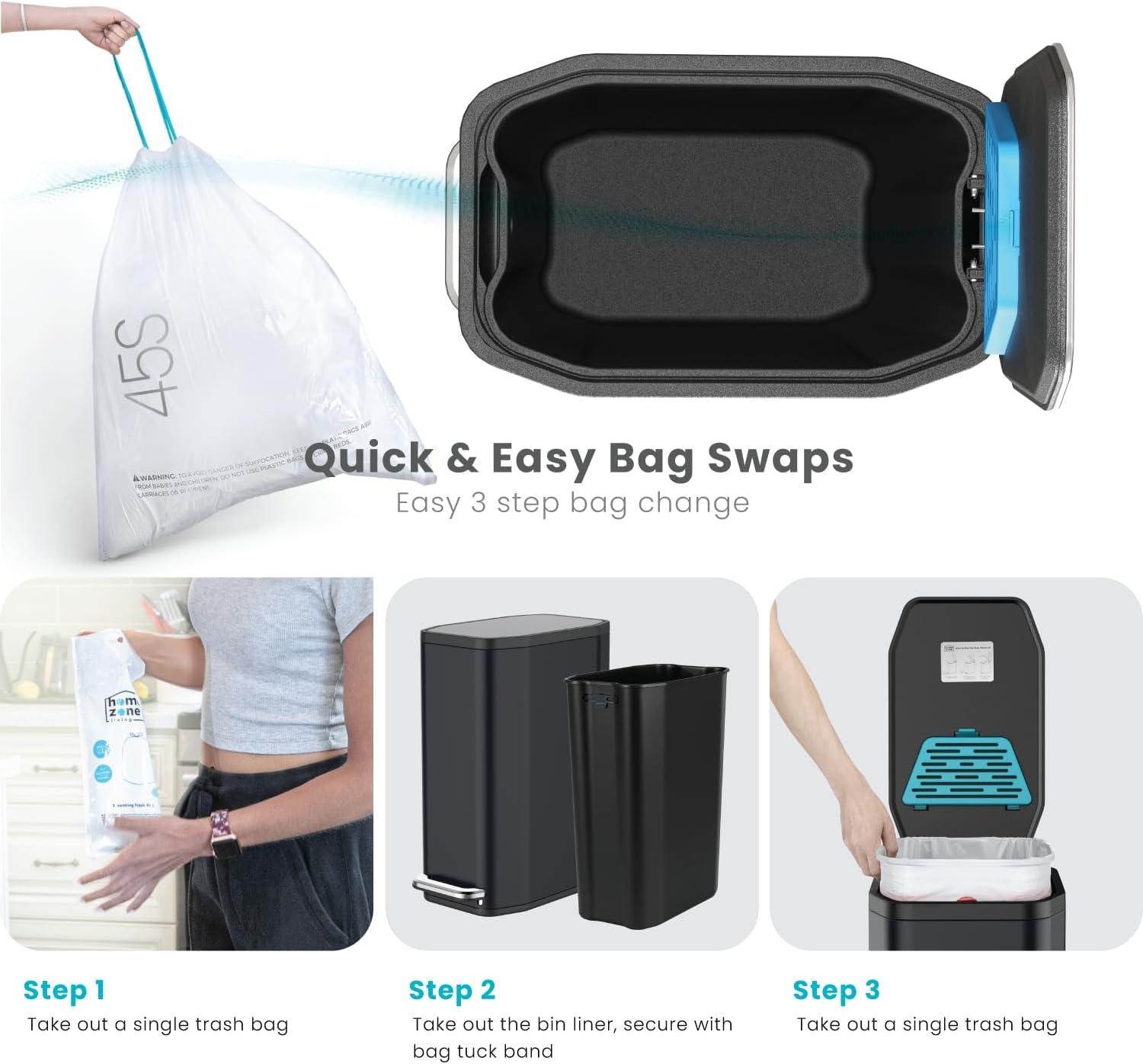 13 Gallon Slim Trash Can with CleanAura