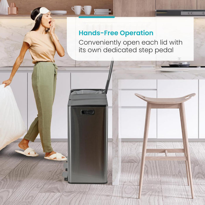 24 Gallon Kitchen Trash Can with 3 Compartments