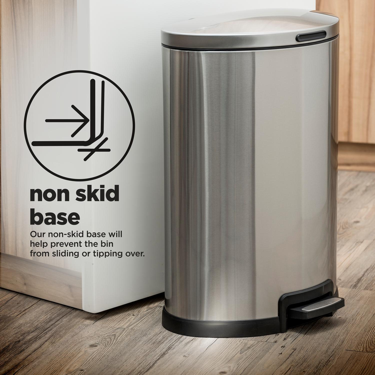 12 Gallon Semi-Round Kitchen Trash Can - Home Zone Living
