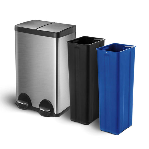 15.8 Gallon Kitchen Trash Can with Dual Compartments - 60 Liter Total Capacity - Home Zone Living