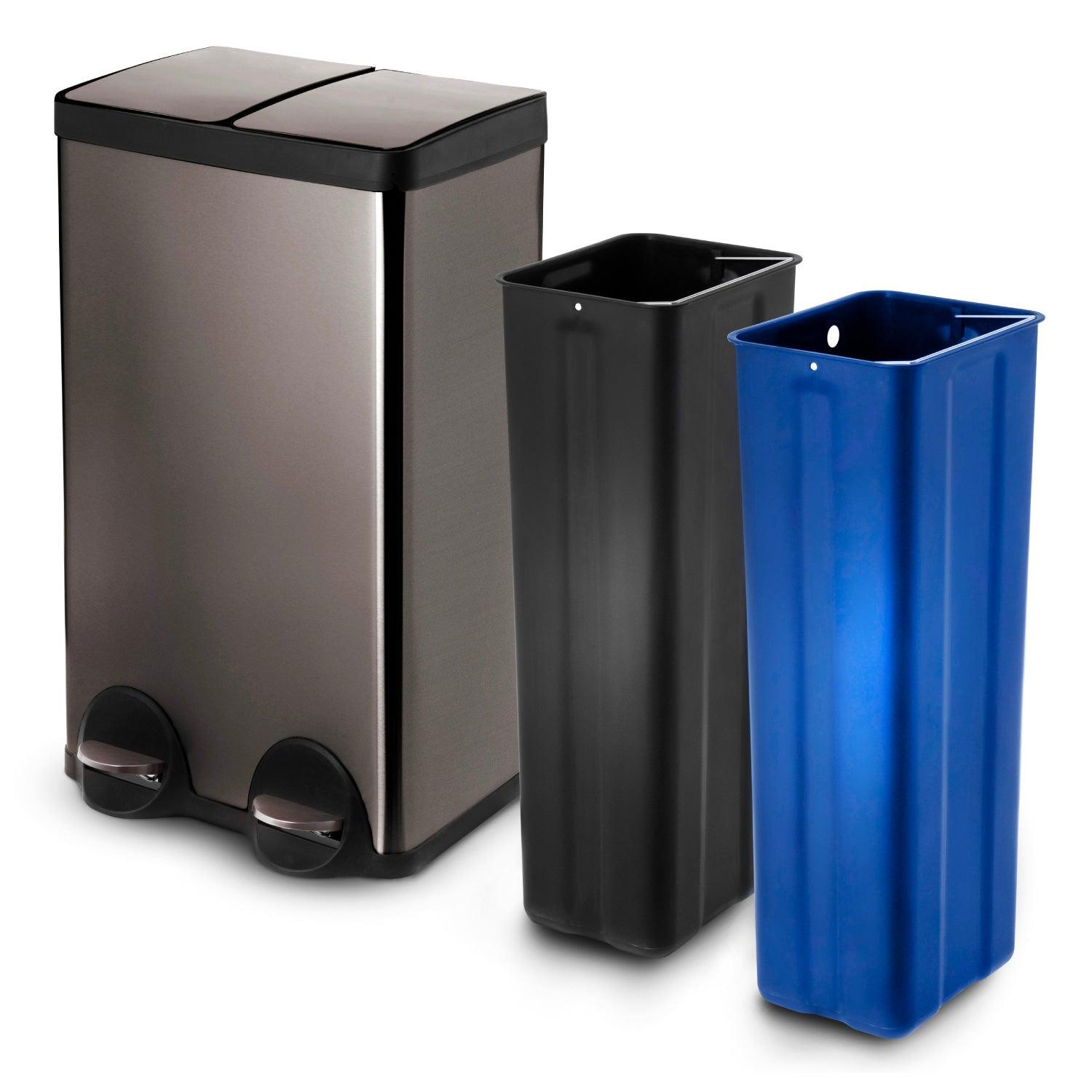 15.8 Gallon Kitchen Trash Can with Dual Compartments - 60 Liter Total Capacity - Home Zone Living