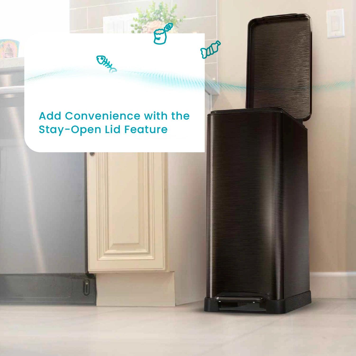 12 Gallon Slim Kitchen Trash Can - Home Zone Living