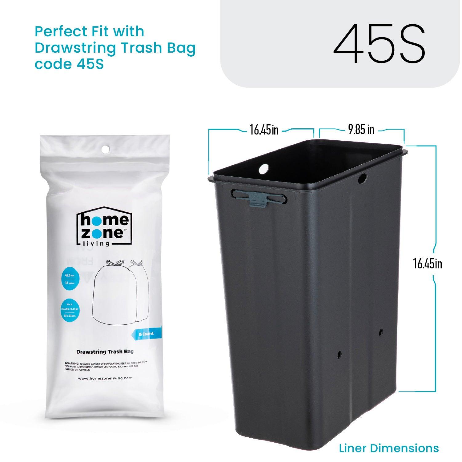 12 Gallon Slim Kitchen Trash Can - Home Zone Living