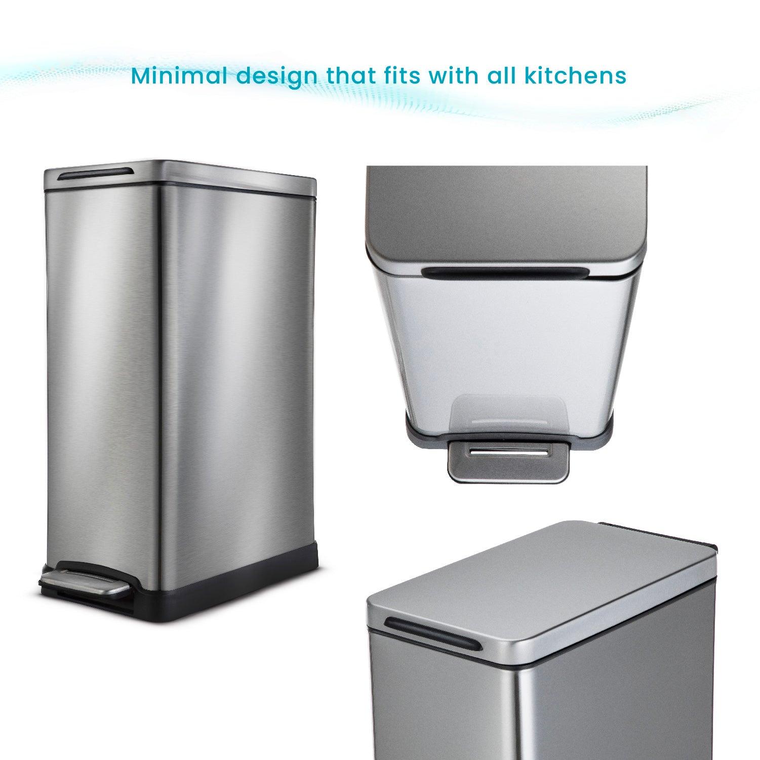 12 Gallon Slim Kitchen Trash Can - Home Zone Living