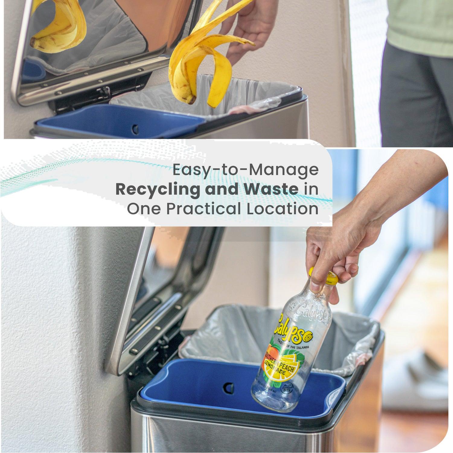 13 Gallon Dual Compartment Kitchen Trash Can - Home Zone Living