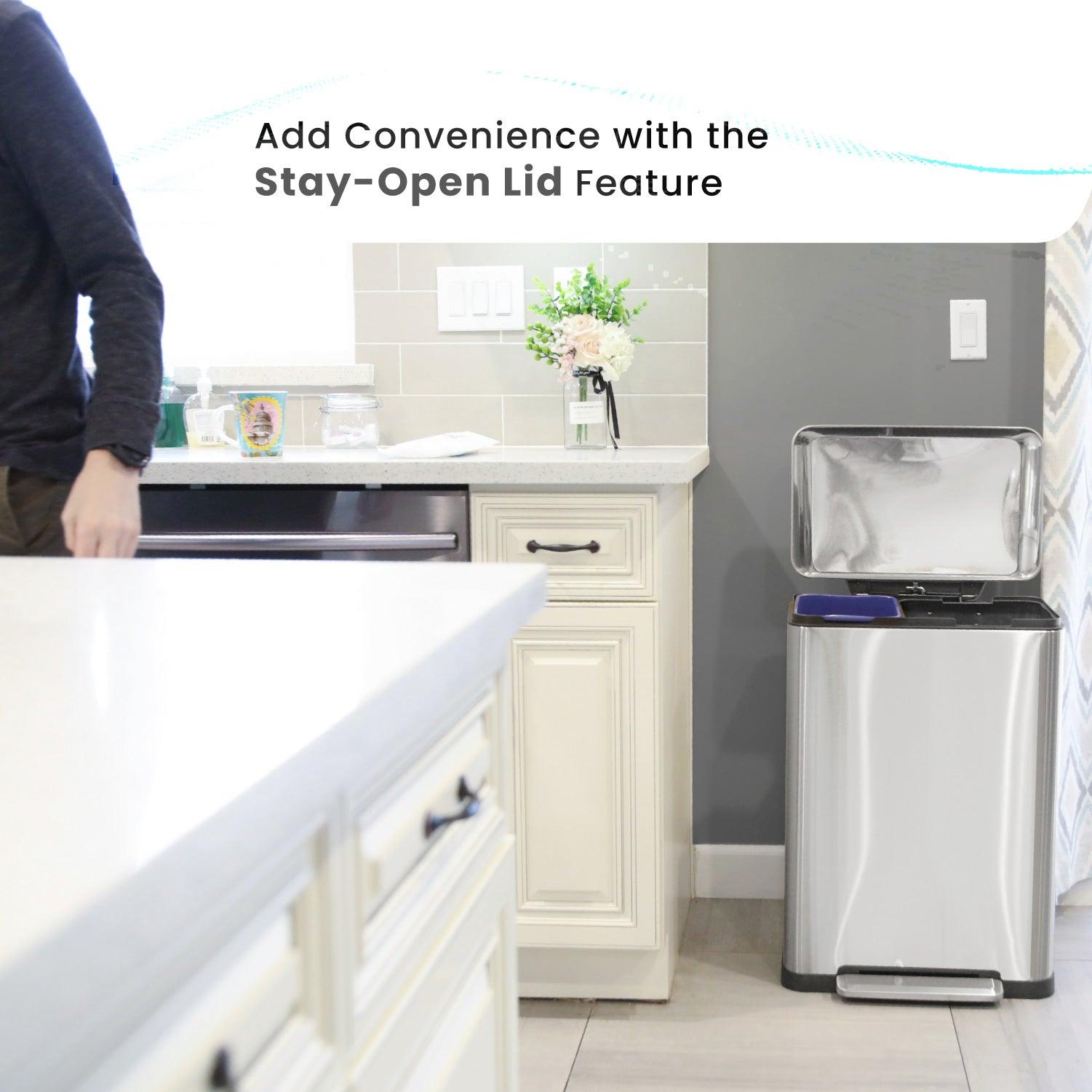 13 Gallon Dual Compartment Kitchen Trash Can - Home Zone Living