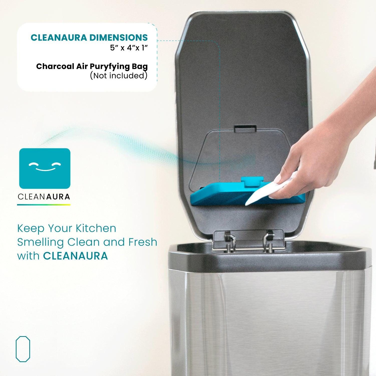 13 Gallon Slim Kitchen Trash Can with CLEANAURA, 50 Liters - Home Zone Living