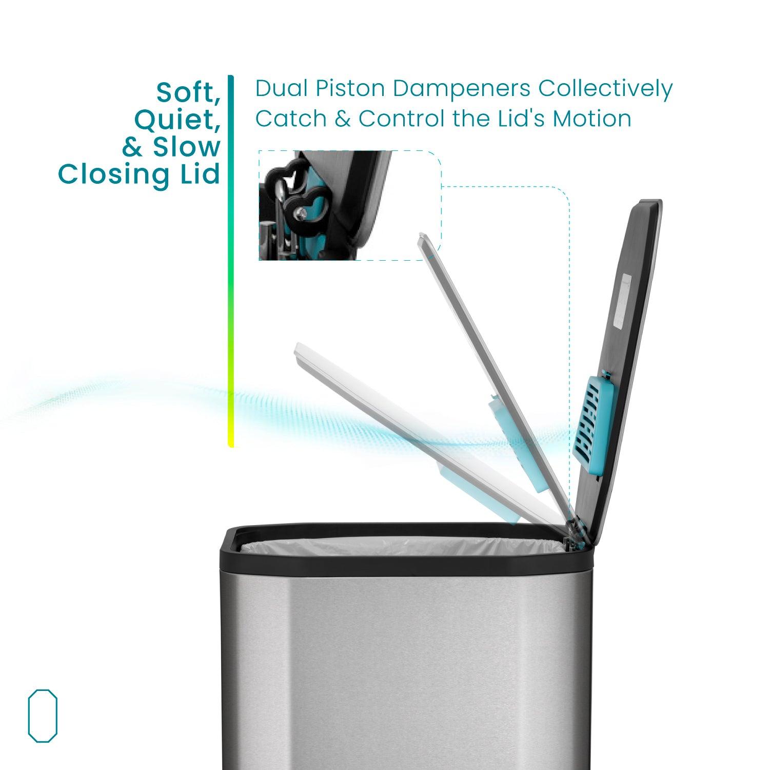 13 Gallon Slim Kitchen Trash Can with CLEANAURA, 50 Liters - Home Zone Living