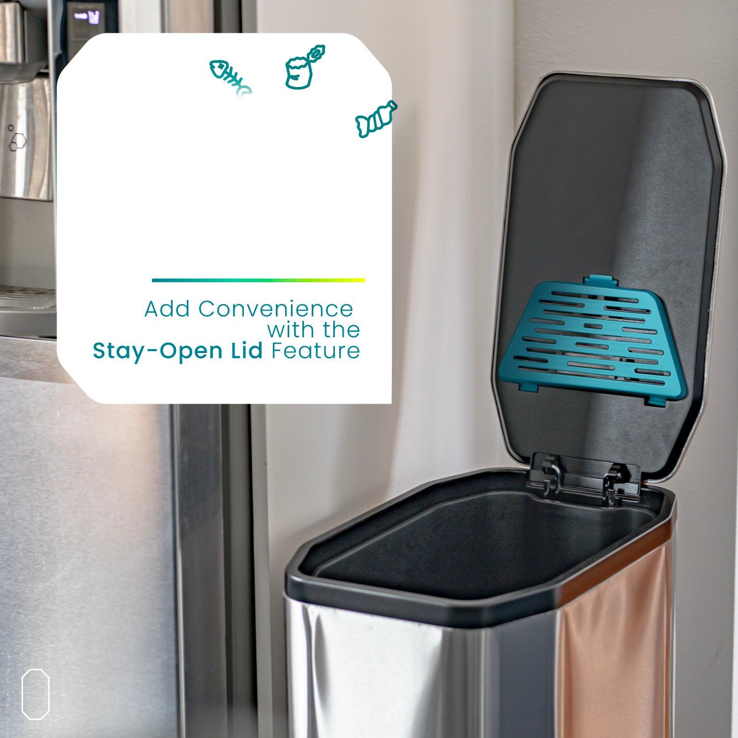 13 Gallon Slim Kitchen Trash Can with CLEANAURA, 50 Liters - Home Zone Living