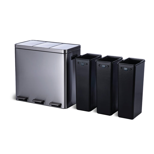 16 Gallon Kitchen Trash Can with 3 Compartments for 60 Liter Total Capacity - Home Zone Living