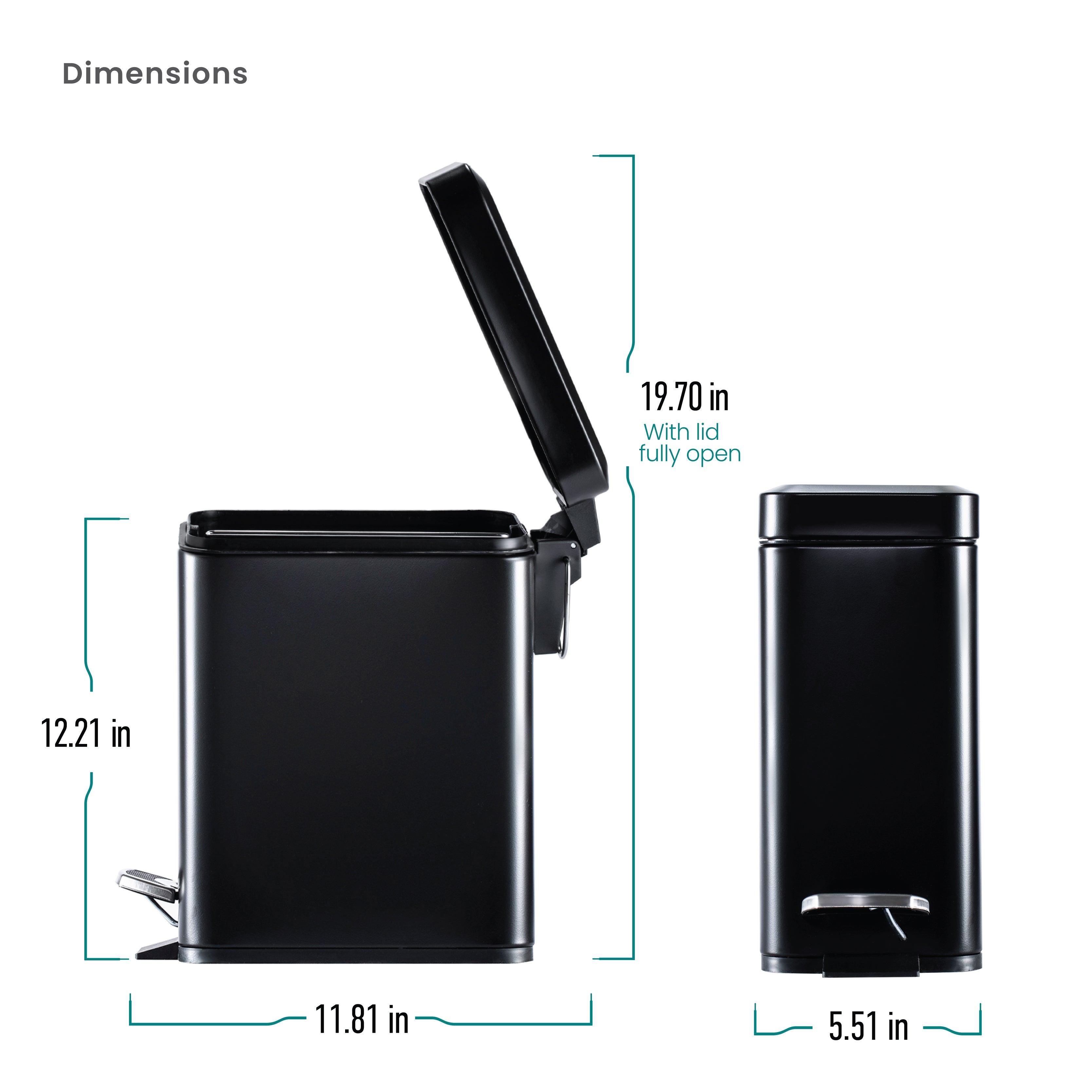 1.3 Gallon Slim Bathroom Trash Can - 5 Liter - Home Zone Living