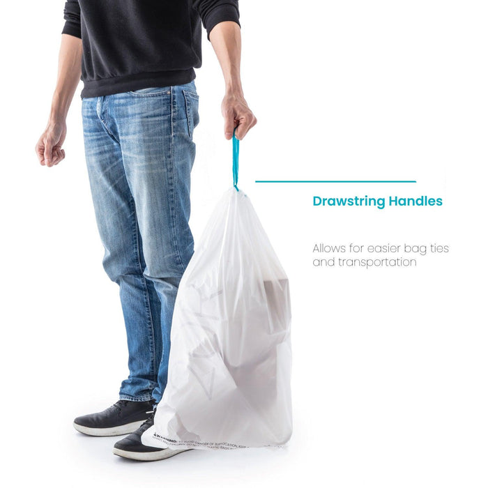 5.3 Gallon Kitchen Trash Bags with Drawstring Handles, Heavy Duty Custom Fit Design for 20 Liter Dual Recycling Liners, Code 20R, 60 Count - Home Zone Living