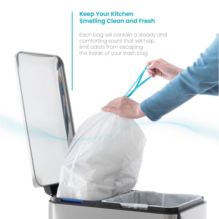 5.3 Gallon Kitchen Trash Bags with Drawstring Handles, Heavy Duty Custom Fit Design for 20 Liter Dual Recycling Liners, Code 20R, 60 Count - Home Zone Living