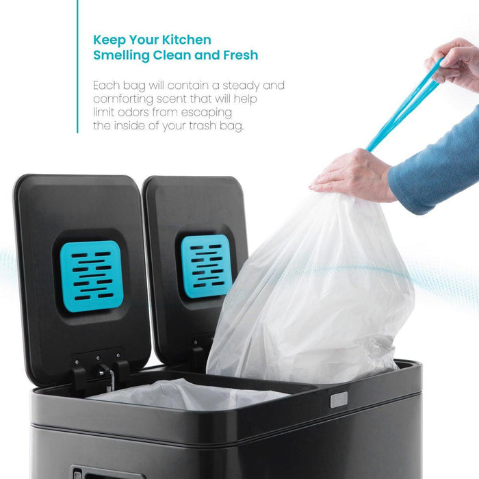 8 Gallon Kitchen Trash Bags with Drawstring Handles, Heavy Duty Custom Fit Design for 30 Liter Dual Recycling Liners, Code 30R, 60 Count - Home Zone Living