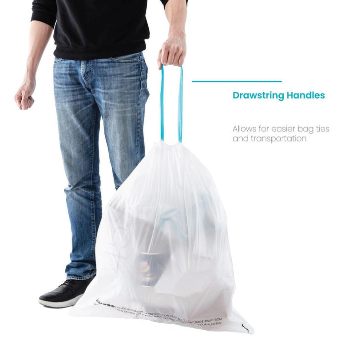 12 Gallon Kitchen Trash Bags with Drawstring Handles, Heavy Duty Custom Fit Design for Standard 45 to 50 Liter Kitchen Trash Cans, Code 45S, 60 Count - Home Zone Living