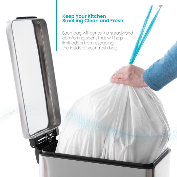 12 Gallon Kitchen Trash Bags with Drawstring Handles, Heavy Duty Custom Fit Design for Standard 45 to 50 Liter Kitchen Trash Cans, Code 45S, 60 Count - Home Zone Living