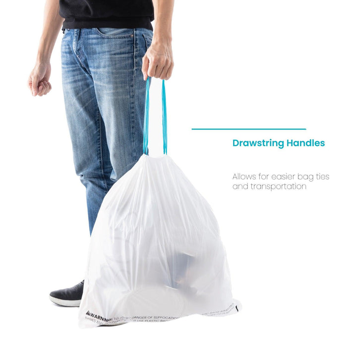 8 Gallon Kitchen Trash Bags with Drawstring Handles, Heavy Duty Custom Fit Design for Standard 30 Liter Kitchen Trash Cans, Code 30S, 60 Count - Home Zone Living