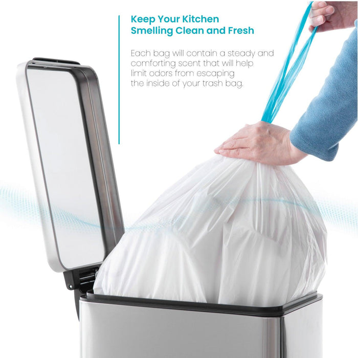 8 Gallon Kitchen Trash Bags with Drawstring Handles, Heavy Duty Custom Fit Design for Standard 30 Liter Kitchen Trash Cans, Code 30S, 60 Count - Home Zone Living