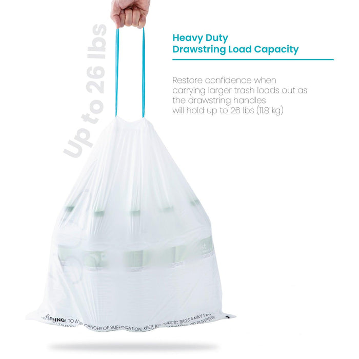 8 Gallon Kitchen Trash Bags with Drawstring Handles, Heavy Duty Custom Fit Design for Standard 30 Liter Kitchen Trash Cans, Code 30S, 60 Count - Home Zone Living