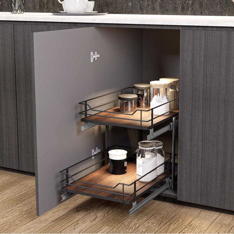 Virtuoso Collection - 15" W - Two Tier Pull-Out Cabinet Organizer - Home Zone Living