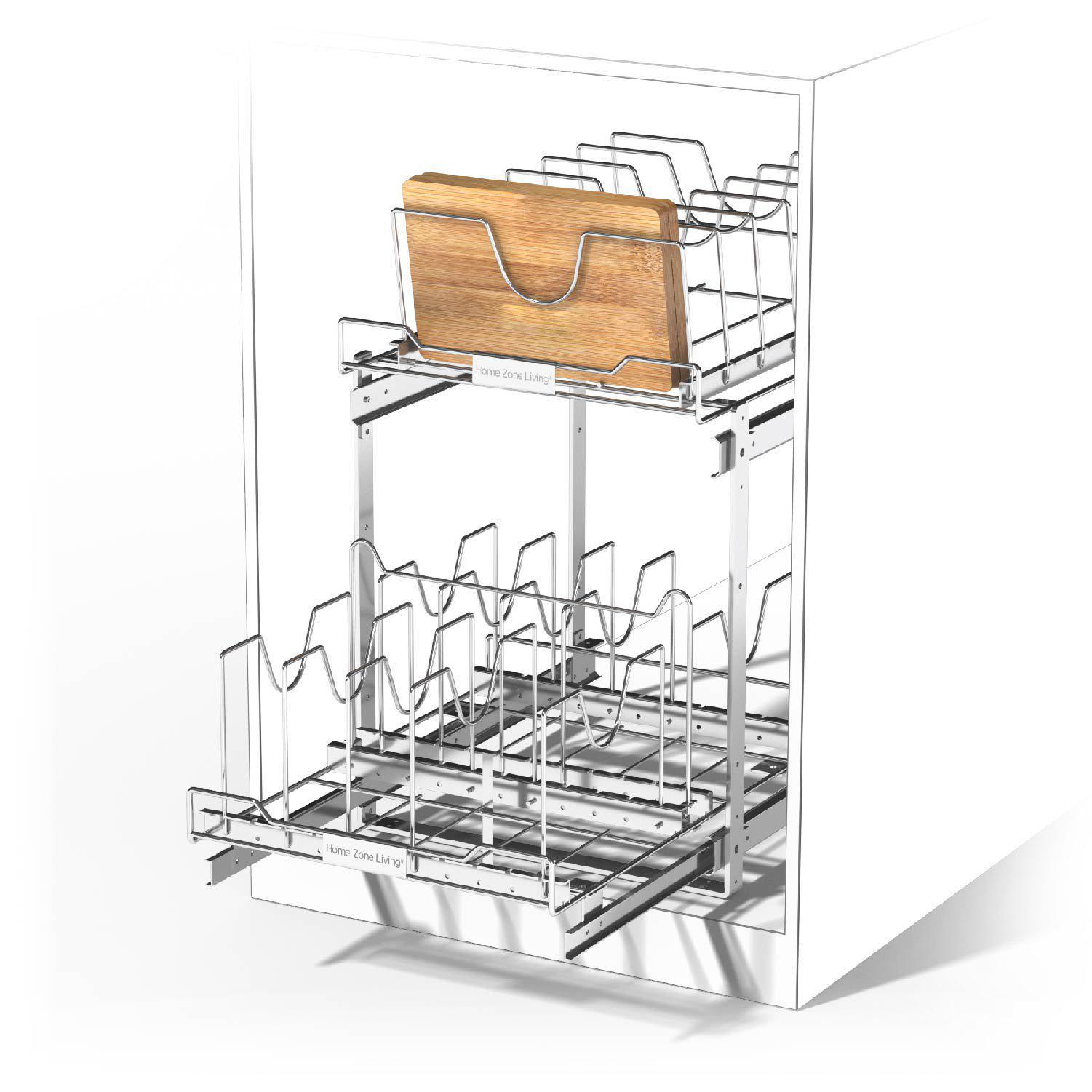 2-Tier Pull-Out Drawer Cabinet Organizer - 15” W x 20” D - Home Zone Living