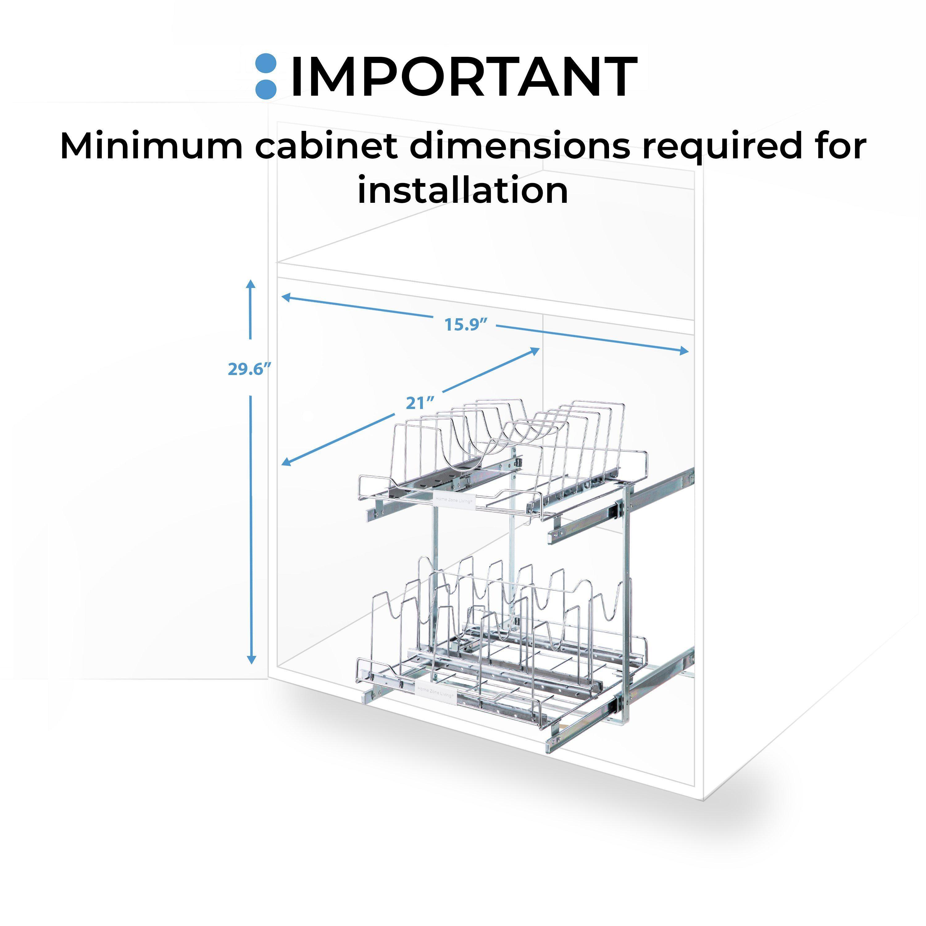 2-Tier Pull-Out Drawer Cabinet Organizer - 15” W x 20” D - Home Zone Living