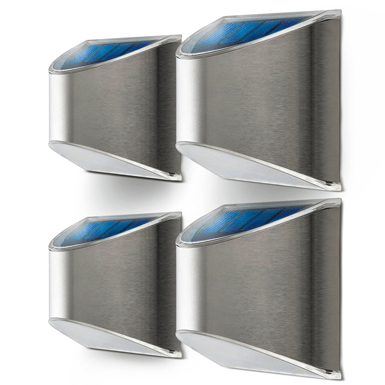 Solar Wall Lights: White LED Light 4-Pack - Home Zone Living