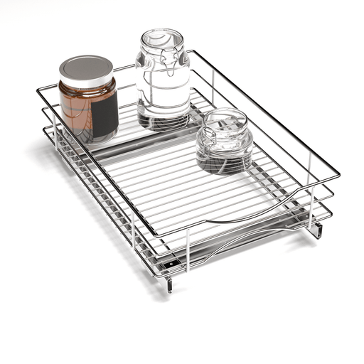 Kitchen Cabinet Pull-Out Basket Organizer - 14" W x 21" D - Home Zone Living