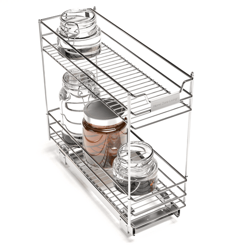 2-Tier Pull-Out Drawer Cabinet Organizer - 7” W x 20” D - Home Zone Living